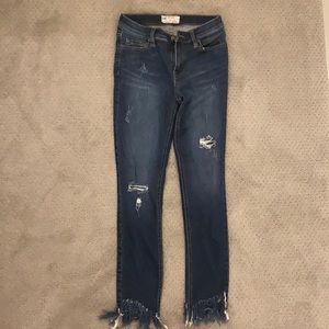 Free people Skinny jeans with fray bottom